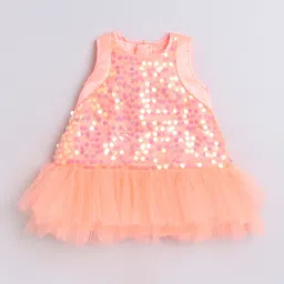 Many Frocks Kids Peach Embellished Dress image 3