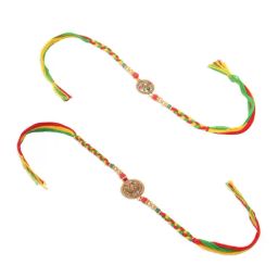 NVR Multicolor Floral Design Artificial Stones Thread Rakhi - Set of 2 image 2