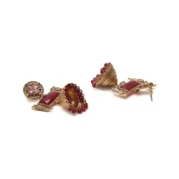 Priyaasi Ruby Stoned Jhumki Earrings image 3
