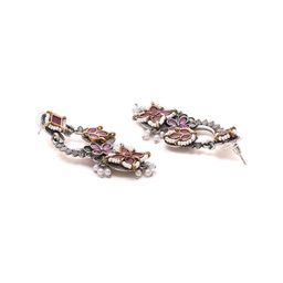 Priyaasi Floral Ruby and Pearl Dangler Earrings image 3