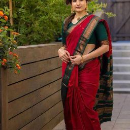 Anjaneya Sarees Red Banarasi Silk Saree with Unstiched Blouse-picture-36