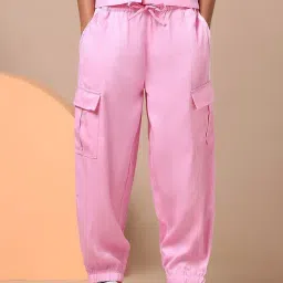 U.S. Polo Assn. Girls Light Pink Wide Leg Fit Cargo Trousers-image-22