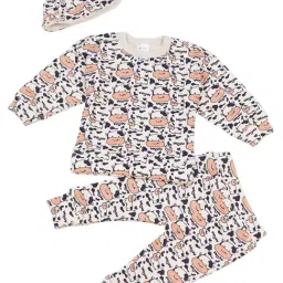 Creative Kid's Unisex White & Black Organic Cotton Printed Clothing Sets-image-34