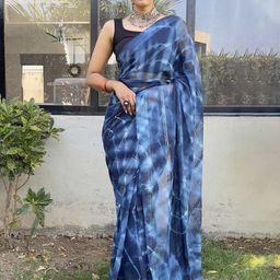 V3 FASHION STUDIO Tie and Dye Pure Georgette Ready to Wear Jamdani Saree-image-71