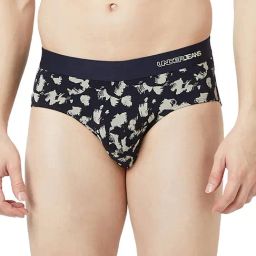 UnderJeans by Spykar Navy Blue Blended Printed Mid Rise Briefs-picture-35