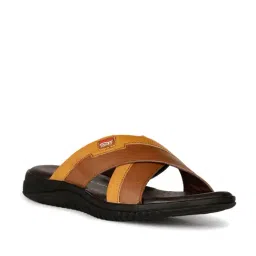 Bata Men's MARCO Tan Cross Strap Sandals-image-37