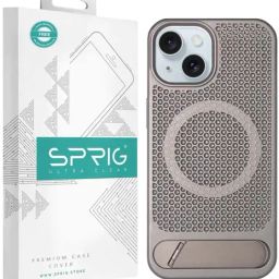 Sprig Back Cover for iPhone 15 Magsafe PC Stand Back Cover (Grey)-image-5