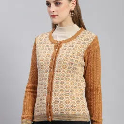 Monte Carlo Mustard Wool Printed Cardigan image 3