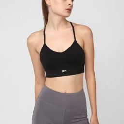Reebok Black Logo Print Sports Bra-picture-11