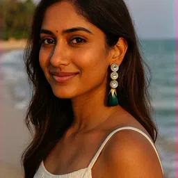 VANSHIKA JEWELS Meenakari Kundan With Hanging Stone Drop Earrings-picture-17