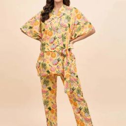 Mabish By Sonal Jain Multicolored Cotton Printed Kaftan Pant Set-picture-0