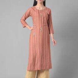 Dollar Missy Rust Embroidered Straight Kurta-picture-34