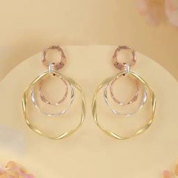 Saraf RS Jewellery Anti-Tarnish 3 Tone Concentric Handmade Dangler Hoop Earrings for Women-36