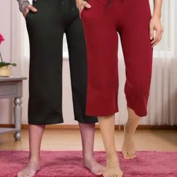 Kryptic Olive & Maroon Solid Capris - Pack Of 2-picture-45