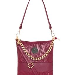 Esbeda Burgundy Textured Medium Shoulder Bag-image-37