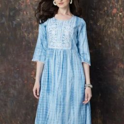 Melange By Lifestyle Blue Regular Fit Printed Kurta-image-4