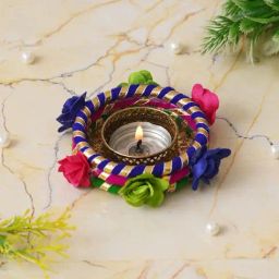 eCraftIndia Multicolor Aluminium Tea Light Candle Holder-image-20