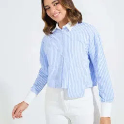 Styli Blue Striped Shirt-image-36