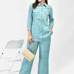 FUTURO Checked Linen Top With Trousers-image-47