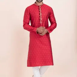 ROOTED LIBAAS Men Ethnic Motifs Regular Thread Work Kurta with Pyjamas-35