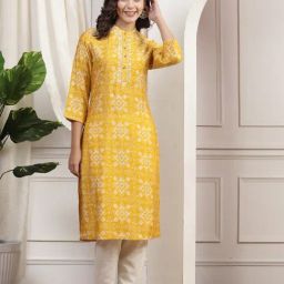 Nayam by Lakshita Yellow Chanderi Printed Kurta-picture-20