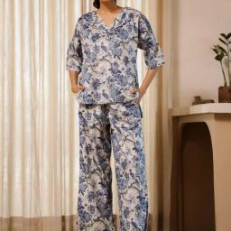 SAY Blue Printed Pyjamas Set-image-10