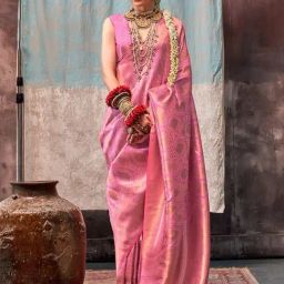 Saree Mall Pink Woven Sarees With Unstitched Blouse-image-86