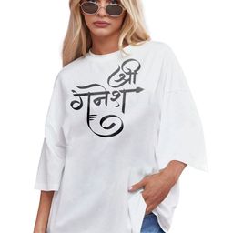 TOGS & TERRE Women Typography Printed Round Neck Cotton Oversized T-shirt-picture-4