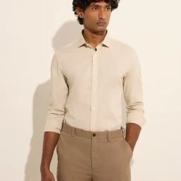 WES Formals by Westside Beige Ultra-Slim Fit Cotton-Blend Shirt-image-81