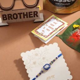 NVR Blue Artificial Stones Handmade Thread Rakhi-23