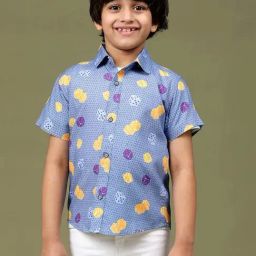 Tales & Stories Kids Navy Printed Shirt-image-37