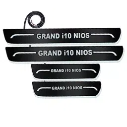 Auto Pearl Car Door Foot Step Led Sill/Scuff Plates Mirror Finish Black Compatible For Hyundai Grand I10 Nios, LEDBlklPLATE_Blk_Grandi10Nios (Set of 4)-image-50