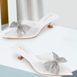 DressBerry Textured Party Kitten Sandals with Bows-31