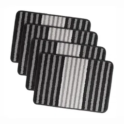 RUBOXA 4-Pcs Grey & Black Striped Anti-Slip Rectangle Doormats-image-89