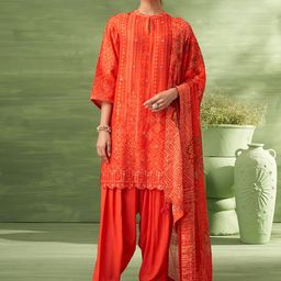 SAUNDH Floral Embroidered Beads and Stones Unstitched Dress Material-image-20