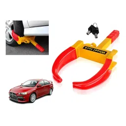 Auto Pearl Security Adjustable Anti Theft Yellow, Red Wheel Clamp Lock Compatible with Lancer-image-96