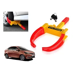 Auto Pearl Security Adjustable Anti Theft Yellow, Red Wheel Clamp Lock Compatible with Tigor 2017 XE-image-2
