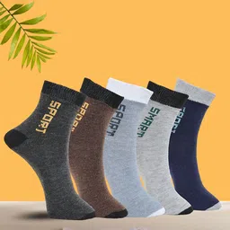 MJE Pack Of 5 Printed Mid Rise Ankle Length Socks-image-68