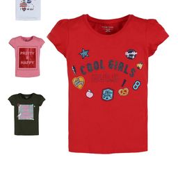 PLUM TREE Girls Set of 4 Red & White Printed Puff Sleeves T-shirts-17