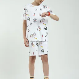 Monte Carlo Boys Printed Pure Cotton Round Neck T-Shirt & Bermuda Shorts Clothing Set-image-88