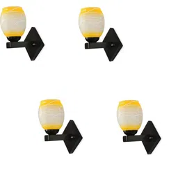 1ST TIME Pack of 4 Yellow & White Glass Traditional Cylinder Shaped Wall Lamp-picture-21