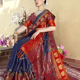 Anouk Rustic Woven Design Zari Banarasi Saree image 4