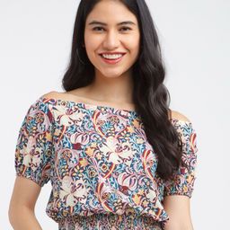 Zink London Women White Floral Print Top-image-69