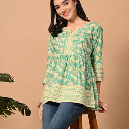 Aktasa Women Floral Printed Cotton Peplum Top-image-43