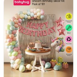 Babyhug Unicorn Theme Birthday Decor Kit Multicolor - Pack Of 101-21