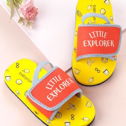 Babyoye Flip Flops with Back Strap Little Explorer Print - Yellow-picture-11