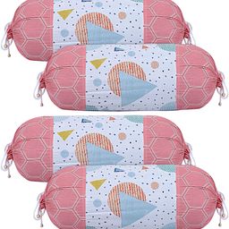 Kuber Industries Cotton Geometric Pattern Attractive Bolster Cover With Drawstring for Home Decor Set of 4 - Multiclour-2