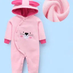 Kookie Kids Full Sleeves Bear Printed & Applique Hooded Winter Romper - Pink-picture-44