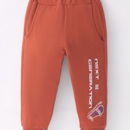 Zero Interlock Knit Full Length Lounge Pant with Text Print - Orange-picture-2