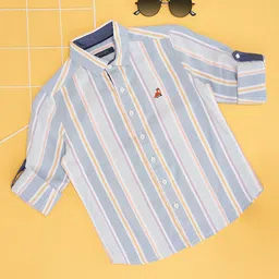Pantaloons Junior Cotton Full Sleeves Striped Shirt - Blue-picture-2